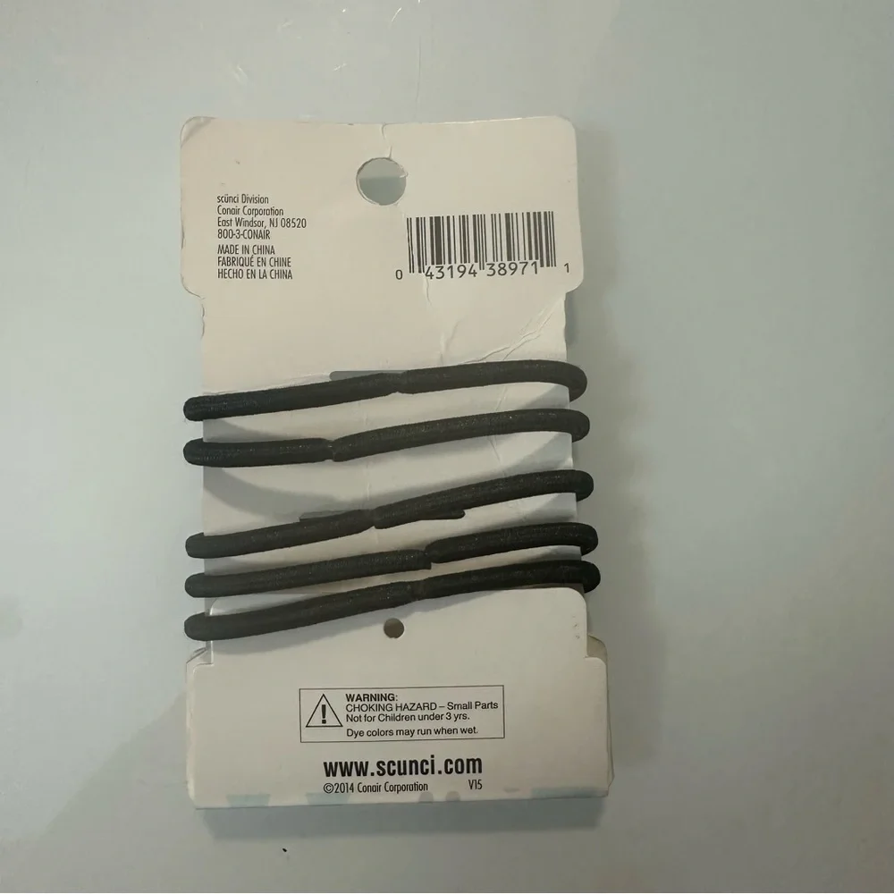 🆓FREE with purchase! Scünci New No Damage Elastic Hair Ties Set of 5 Black
